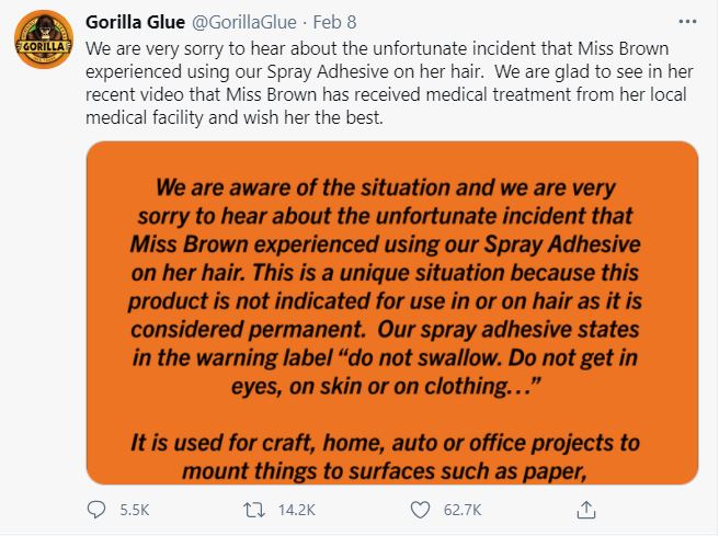 Gorilla Glue social media response